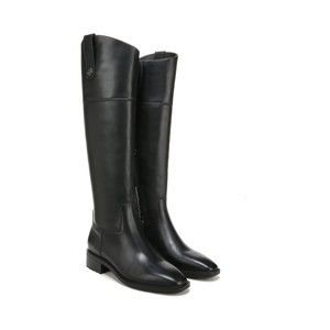 Sam Edelman Drina Tall Shaft Boots Black Women Zip, Square Toe Sz 7 / EU 37.5